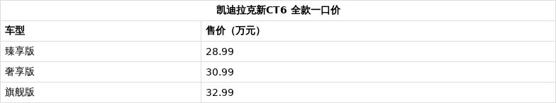 凯迪拉克新CT6上市 全款一口价28.99万起